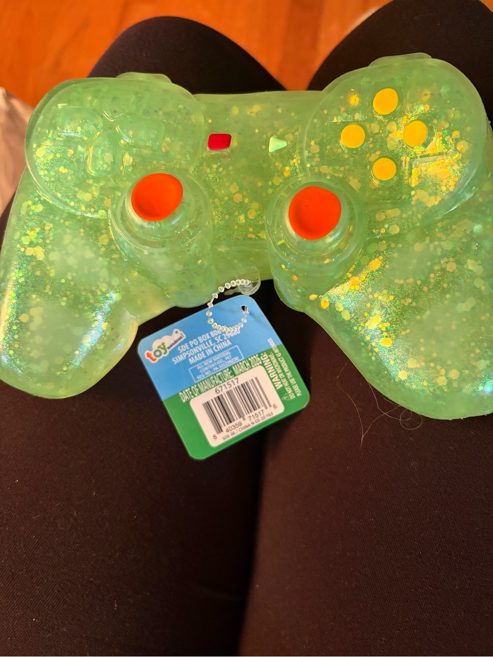Green Glitter Kids Game Controller Toy - squeeezy